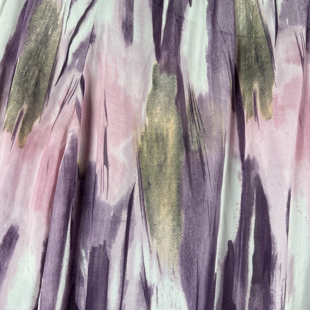 NICOLA Women's Sheer Purple Blouse Size L Abstract Print Long Sleeve Button-Up - Picture 14 of 15